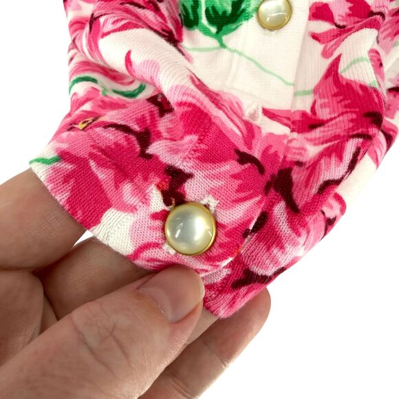 Talbots Kelly Cardigan Size 1X Summer Blossoms Floral Elbow Sleeve Cotton READ - Picture 6 of 12